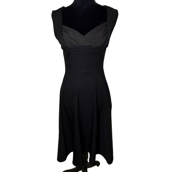 Elegant Black Sleeveless Midi Dress with Stretch | Sz M - Picture 1 of 6